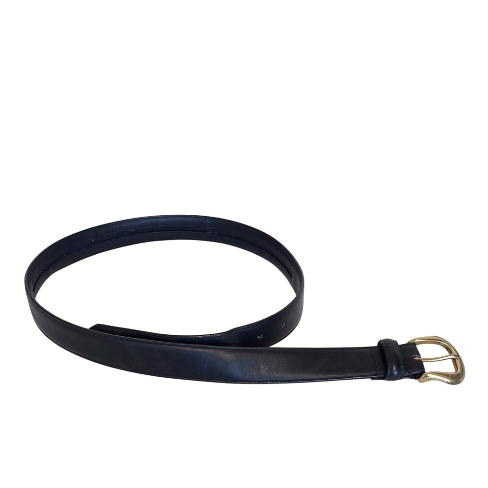Vintage LL Bean Mens Hidden Money Belt 36 Black Brass Buckle Leather Travel